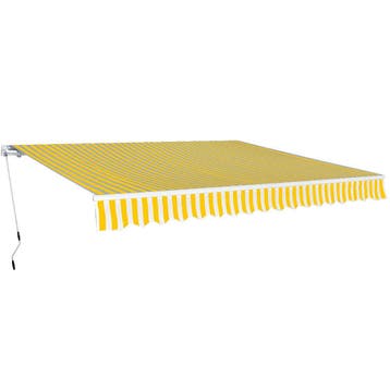 vidaXL Luifel handmatig uittrekbaar 400 cm geel/wit, Verzenden, Nieuw