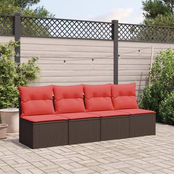 vidaXL | Tuinbank | met kussen Bruin 227 x 62 x 69 cm poly, Verzenden, Nieuw
