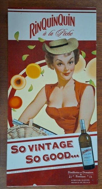 Zeldzaam en schitterend reclamebord, aperitief RINQUINQUIN