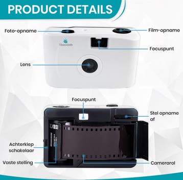 TibaGoods wegwerpcamera - Met rol - Waterdicht - Analoge, Ophalen of Verzenden, Zo goed als nieuw