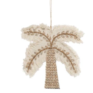 Bazar Bizar De Katoen & Schelpen Palmboom - Wit Naturel -, Huis en Inrichting, Woonaccessoires | Overige, Overige stijlen, Ophalen of Verzenden