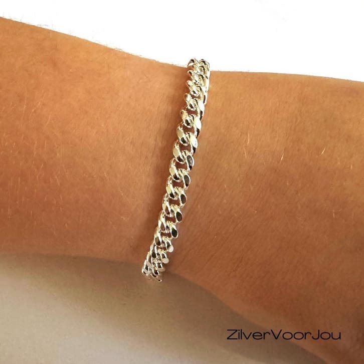 Zilveren ronde gourmet armband 20 cm 6.5 mm, Sieraden, Tassen en Uiterlijk, Armbanden, Nieuw, Verzenden