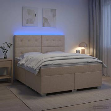 vidaXL Boxspringbed met matras Crèmekleurig 140 x 200 cm, Verzenden, Nieuw, Crème
