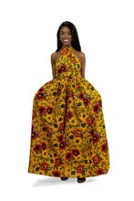 Afrikaanse print Gele Flowers Infinity Multiway Maxi Jurk -, Ophalen of Verzenden, Nieuw