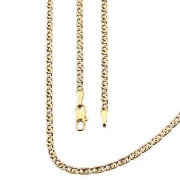 Gouden valkenoog schakelketting | 47 cm, Sieraden, Tassen en Uiterlijk, Kettingen, Ophalen of Verzenden, Gebruikt, Goud, Goud