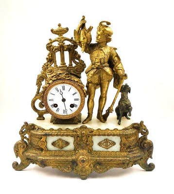 Klok - Zinklegering, Albast - 1850-1900, Antiek en Kunst