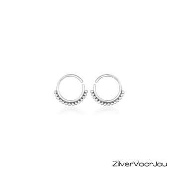 Zilveren kleine open creolen met beads, Sieraden, Tassen en Uiterlijk, Piercings, Verzenden, Nieuw, Zilver