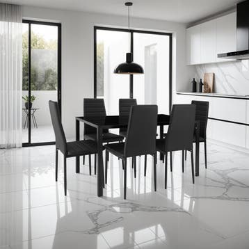 Eetkamerstoelen, kunstleer - zwart, Set van 6, Huis en Inrichting, Stoelen, Verzenden, Nieuw
