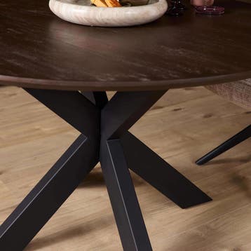 Ronde eettafel Madison Bruin Poot Zwart Mangohout 110 cm |, Ophalen of Verzenden, Nieuw