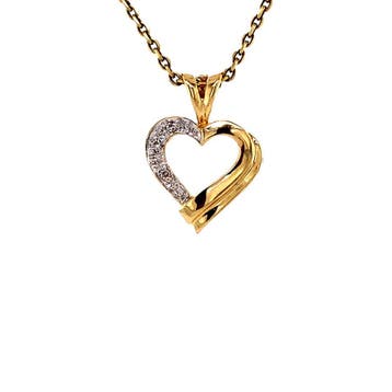 Gouden hart hanger met diamant 14 krt, Sieraden, Tassen en Uiterlijk, Kettinghangers, Ophalen of Verzenden, Nieuw