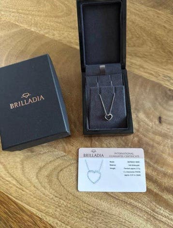 Ketting met hanger - 14 karaat Witgoud - 0.07ct. tw. Diamant
