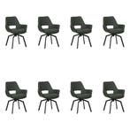 Set van 8 Leren draaibare eetkamerstoelen Zippy - Hermes, Huis en Inrichting, Stoelen, Ophalen of Verzenden, Nieuw, Leer