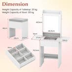 LIVSK Compacte Kaptafel met Spiegel en Verlichting - 3 Kleur, Verzenden, Nieuw