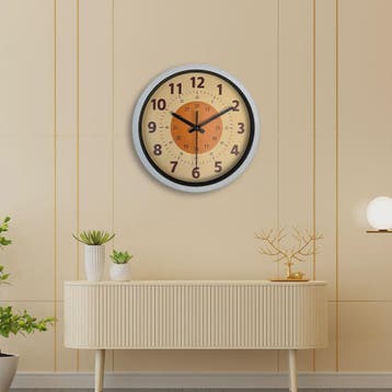 Moderne Stille Wandklok 8-inch met Oranje Patroon - Woonkame, Verzenden, Nieuw