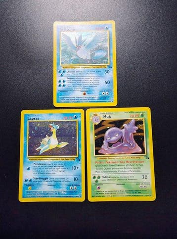 Pokémon - 3 Card - Articuno Holo - Lapras Holo - Muk Holo -, Nieuw