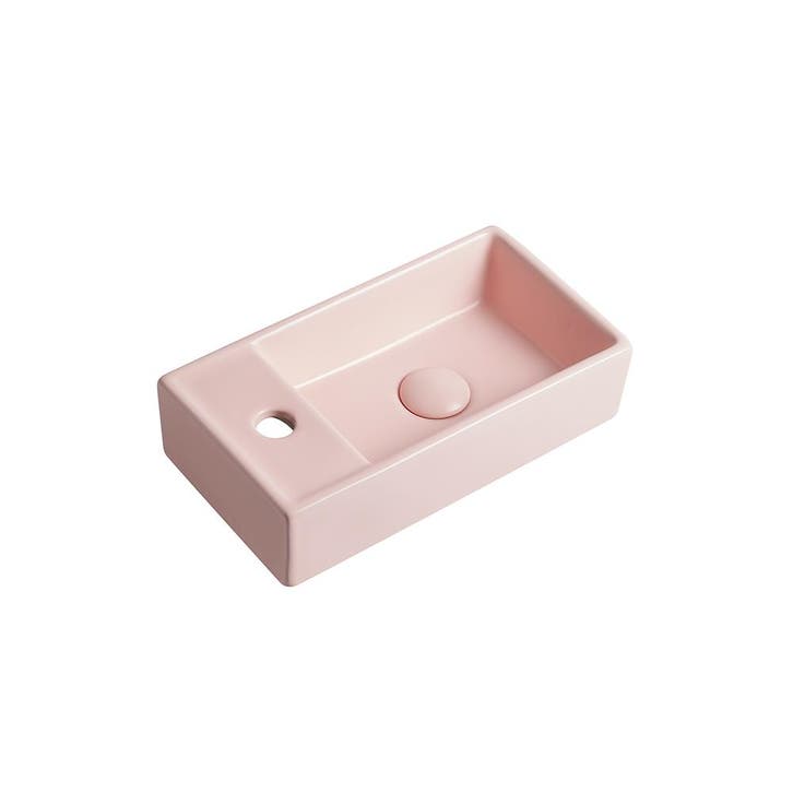 Fontein Ora 41x22x10cm mat roze inclusief afvoerplug links, Doe-het-zelf en Verbouw, Sanitair, Verzenden