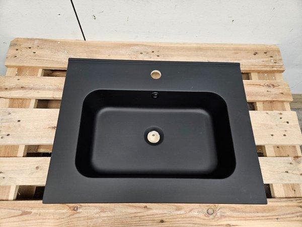 Wastafel 60 ,5 x 46,5 cm mat zwart composiet, Doe-het-zelf en Verbouw, Sanitair, Bad, Nieuw, Ophalen of Verzenden