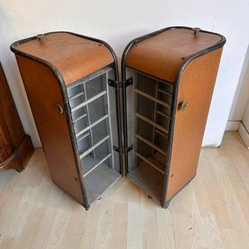 Kast - Metaal, Hout - Schoenenkast uit de jaren vijftig en