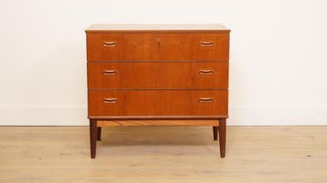 Vintage Deense ladekast | Teak | 3 lades, Ophalen of Verzenden, Nieuw