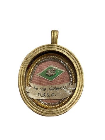 Reliekhouder - Brons, Gouden cartouche, Glas - 20e eeuw - De