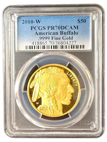 Gouden American Buffalo 1 oz 2010 PCGS PR70 DCAM (TOP POP), Postzegels en Munten, Verzenden, Midden-Amerika, Losse munt, Goud
