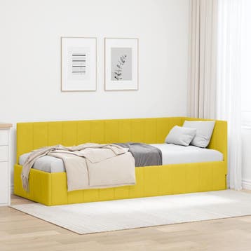 vidaXL Hoekbedframe Geel 80 x 200 cm Fluweel, Verzenden, Nieuw, Eenpersoons, Stof