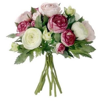Roze Ranunculus/ranonkel kunstbloemen boeket 22 cm - Overi.., Huis en Inrichting, Ophalen of Verzenden