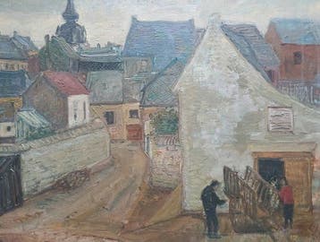Albert Dasnoy (1901–1992) - Stadsgezicht met kerktoren