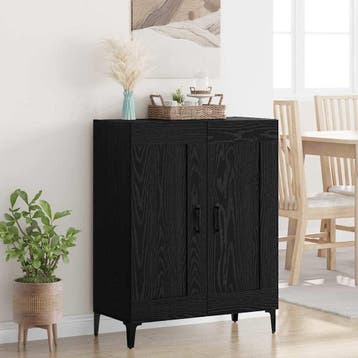 vidaXL Dressoir Zwart Eiken 69,5 x 34 x 90 cm Bewerkt hout, Verzenden, Nieuw, Overige houtsoorten, Minder dan 50 cm
