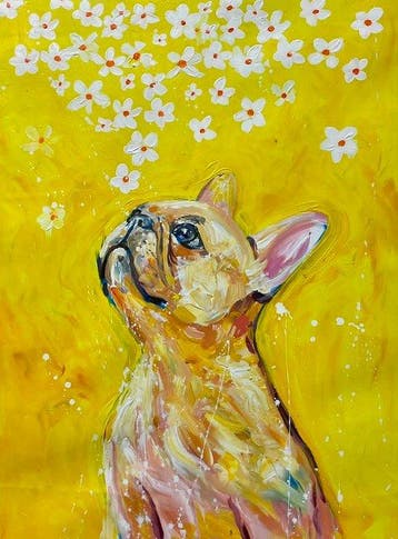 Antony (XX) - Bulldog Francés y Lluvia de Flores, Antiek en Kunst