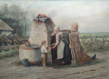 Jacobus Hermanus Otterbeek (1839–1902) - Bij de oude bakoven, Antiek en Kunst, Kunst | Schilderijen | Klassiek
