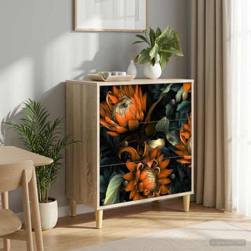 vidaXL Ladekast LOCHEM Oranje print 66 x 36,5 x 75 cm, Huis en Inrichting, Verzenden, Nieuw