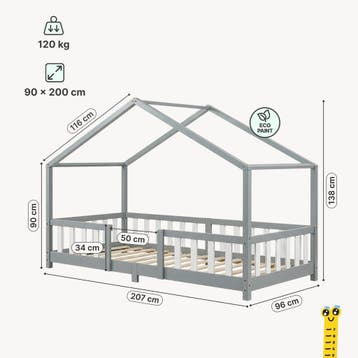 Kinderbed Treviolo met uitvalbeveiliging en matras 90x200 li, Verzenden, Nieuw