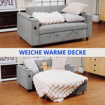 Knuffeldeken, dikke bankdeken, bankdeken, 150 x 150 cm, XL,, Huis en Inrichting, Verzenden, Zo goed als nieuw