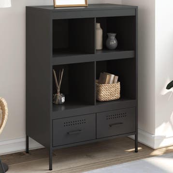 vidaXL buffetkast 68x39x101,5 cm staal zwart, Minder dan 50 cm, Verzenden, 100 tot 150 cm, Nieuw