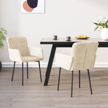 vidaXL Eetkamerstoelen 2 st fluweel crèmekleurig, Huis en Inrichting, Stoelen, Verzenden, Nieuw