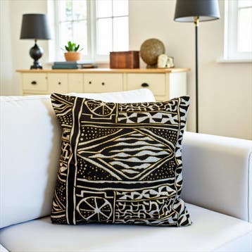 Afrikaans kussen | Zwart Ndop Cameroon - Sierkussen 45x45 -, Huis en Inrichting, Woonaccessoires | Kussens, Ophalen of Verzenden