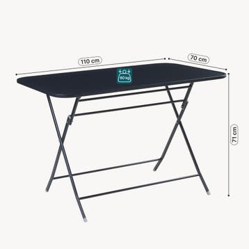 Klaptafel Sande tuintafel metaal vierkant 71x110x70 cm zwart, Verzenden, Nieuw