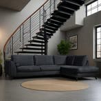 Hoekbank Rijssen goedkoop - 295x210cm veloursstof antraciet, Ophalen of Verzenden, Nieuw, Stof, Modern