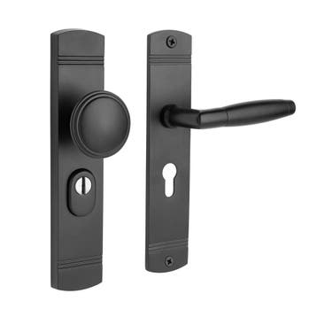 Retro buitendeurbeslag knop/klink PC55 in mat zwart met k..., Ophalen of Verzenden, Nieuw, Overige materialen, Klink of Kruk