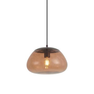 Retro hanglamp bruin met bruin glas - Giselle, Verzenden, Nieuw, Retro