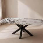 Quartz Calacatta Monet eettafel met matrix poot 220x90, Huis en Inrichting, Tafels | Eettafels, Nieuw