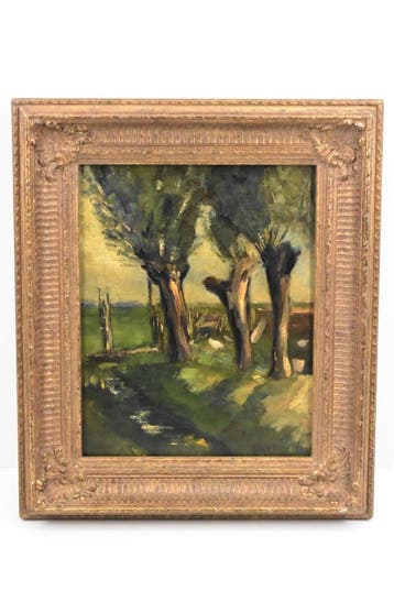 Polderlandschap Drie knotwilgen - Chris Wesseling, Ingelijst, Doek, Impressionistisch, Ophalen of Verzenden