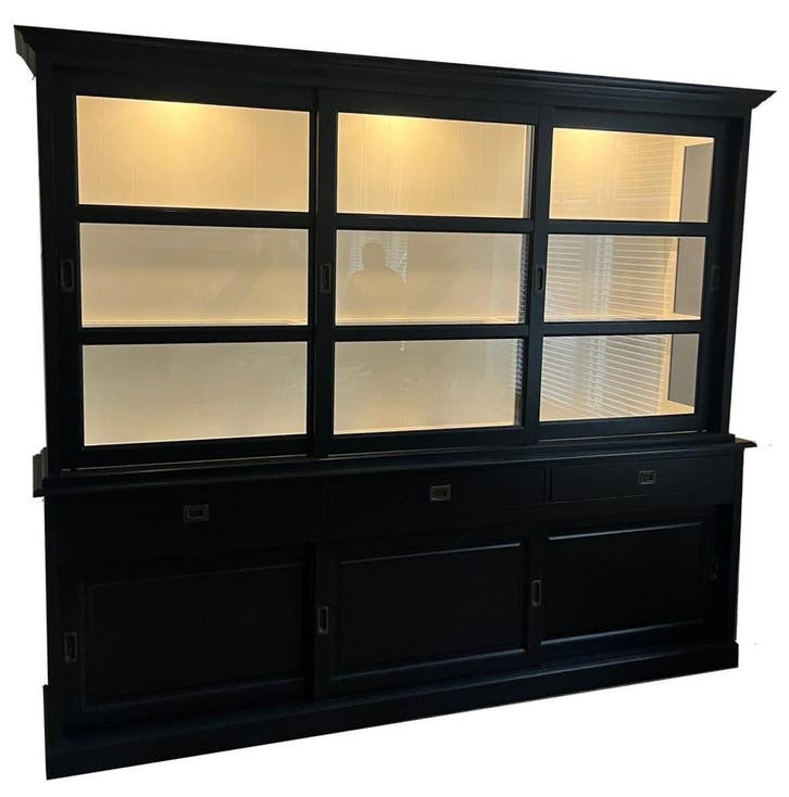 Buffetkast zwart Beverwijk 260 x 220cm led verlichting, Huis en Inrichting, Kasten | Buffetkasten, Ophalen of Verzenden