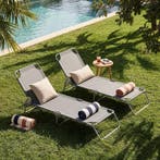 Ligbed set van 2 Carcao 186x55x24 cm donkergrijs zilverkleur, Tuin en Terras, Tuinsets en Loungesets, Verzenden, Nieuw
