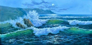 Roy Vidal 70 x 140 cm - Luz de Luna sobre las Olas