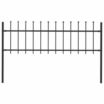 vidaXL Tuinhek Woerden met speerpunt staal 170x60 cm zwart, Verzenden, Nieuw, IJzer, 1 tot 2 meter