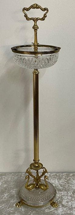 Zwanen - Asbak - Messing, Kristal, Metaal - Elegante Staande