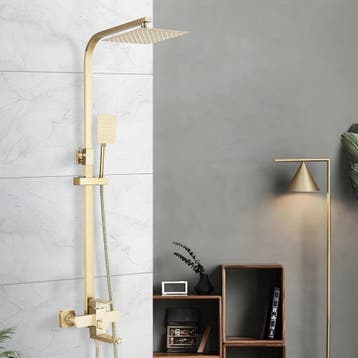 Douchesysteem Goud | 8 Inch | Retourdeal 34% Korting, Ophalen of Verzenden, Zo goed als nieuw, Chroom, Douche