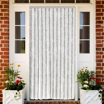 vidaXL Vliegengordijn 100x230 cm chenille lichtgrijs en wit, Verzenden, Nieuw, Grijs